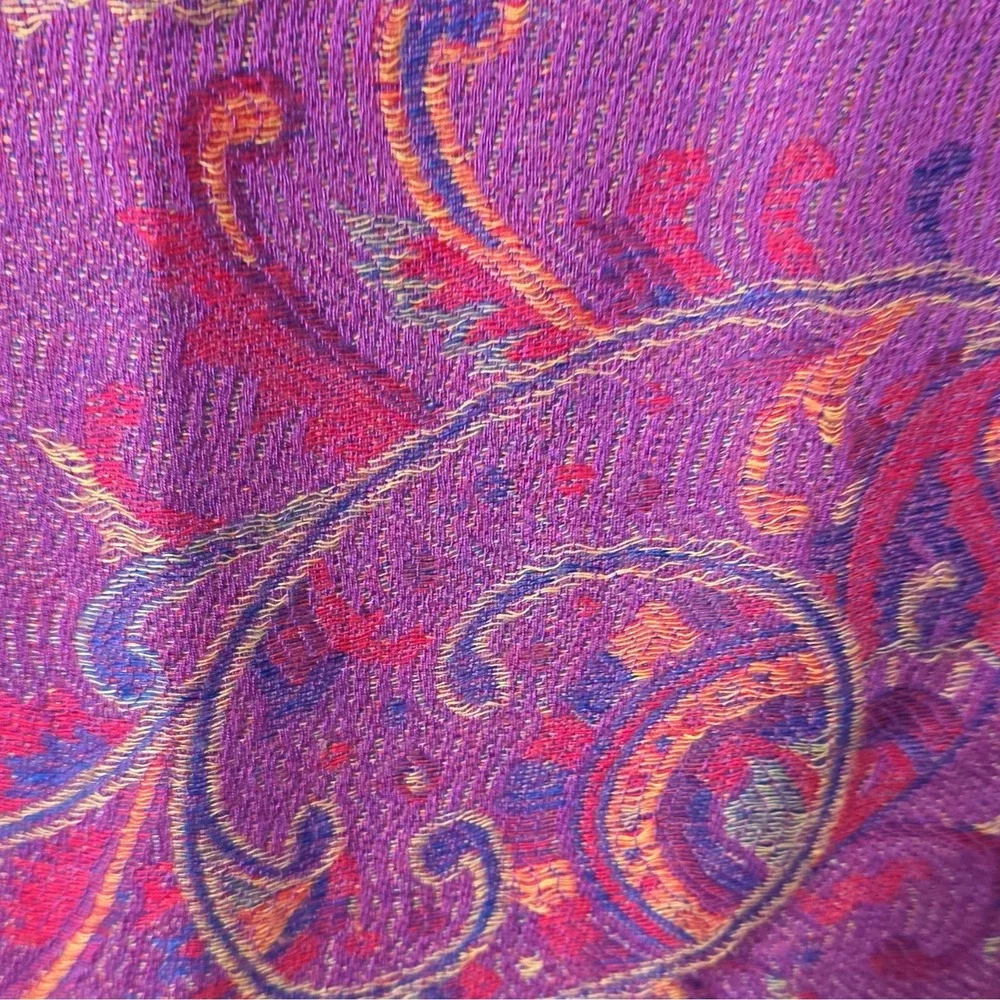 Gift From Jerusalem 100% Cashmere Purple Paisley Scarf/shawl with Fringe